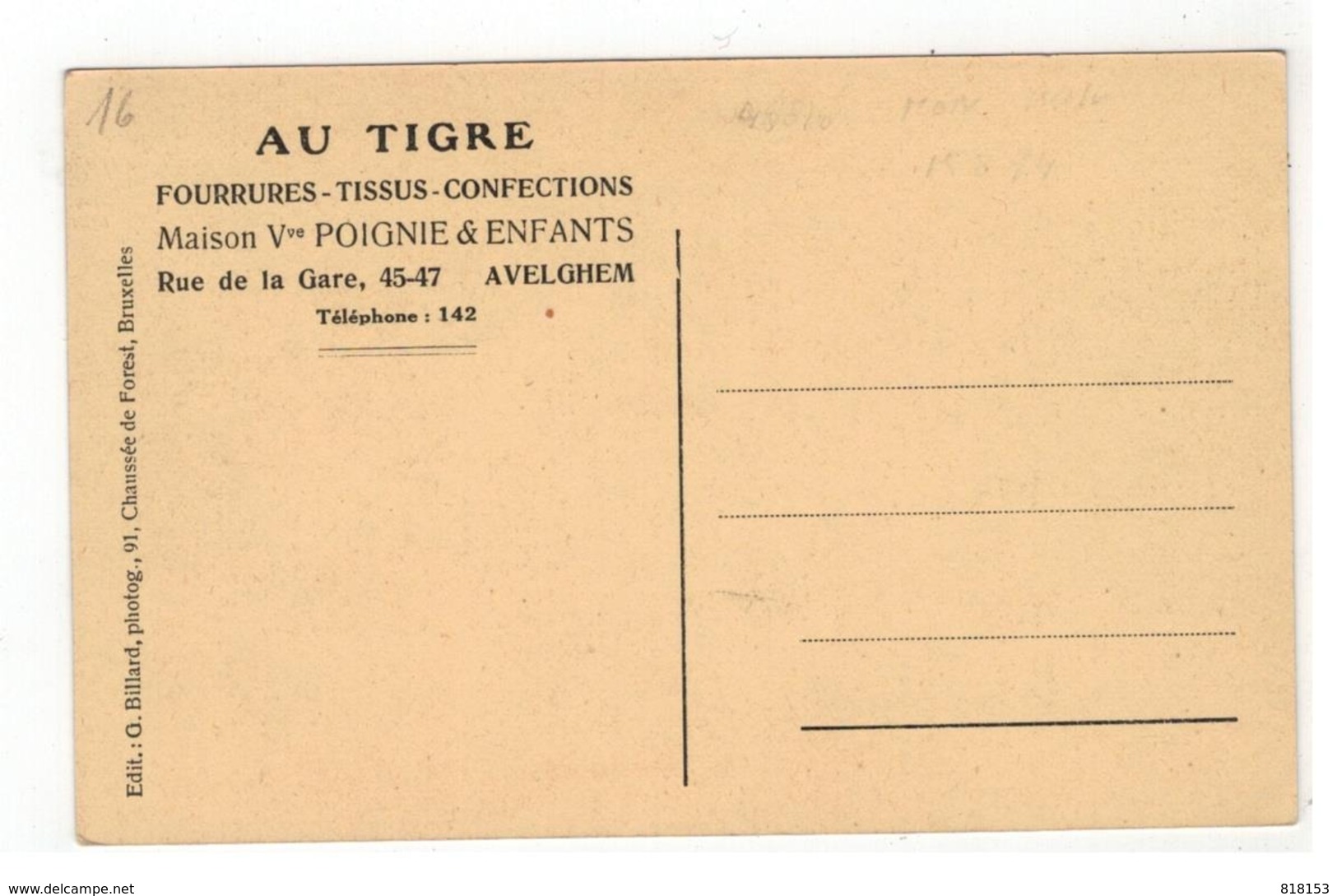 Avelgem AVELGHEM AU TIGRE  FOURRURES-TISSUS-CONFECTIONS Maison Vve POIGNIE&ENFANTS - Avelgem