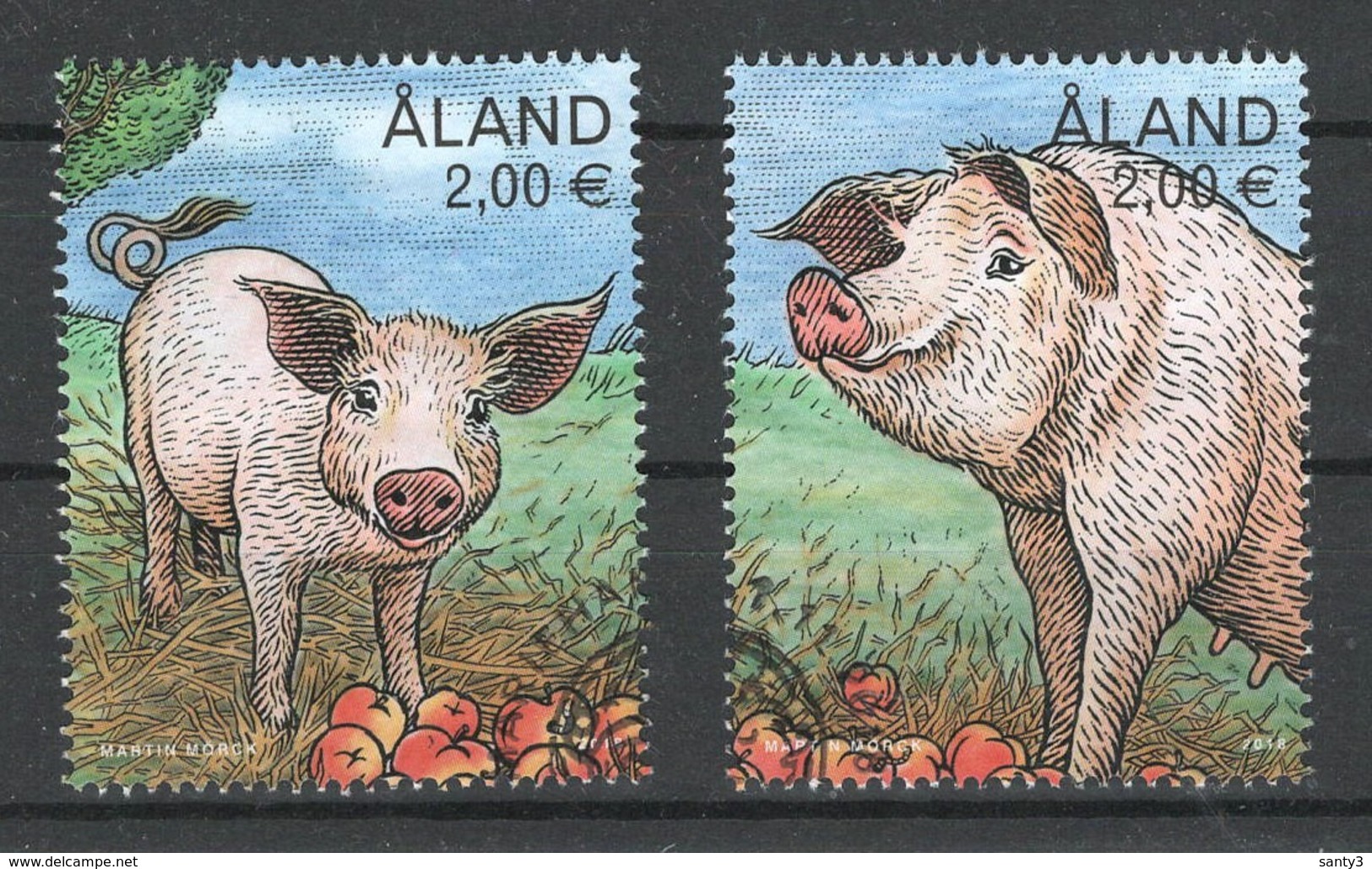 Aland, Yv 464-65 Jaar 2018,  Uit Blok, Reeks,  Hoge Waarden,  Gestempeld - Aland