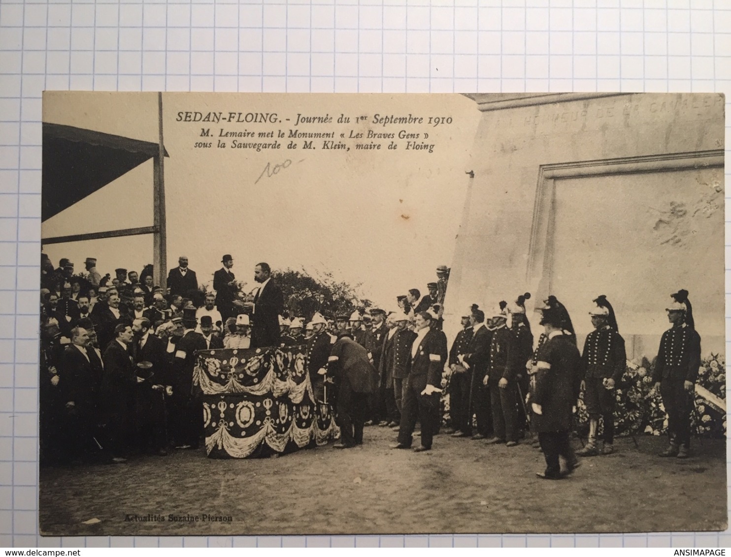 SEDAN-FLOING Journée Du 1° Sep 1910-M.Lemaire Met Le Monument "les Braves Gens" Sous La Sauvegarde De M.Klein Maire De F - Sedan