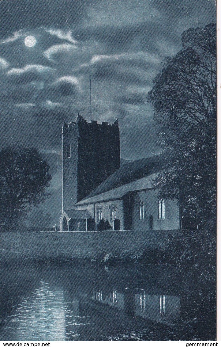 GRASMERE CHURCH. MOONLIGHT - Grasmere