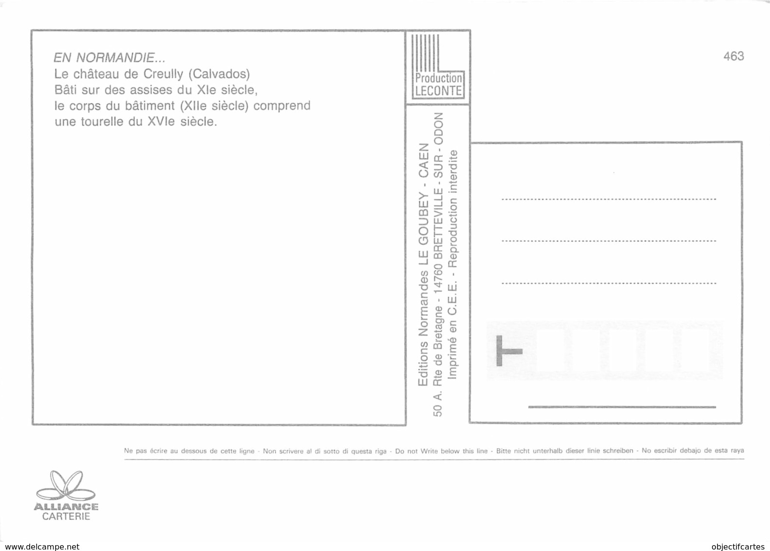 CREULLY Le Chateau De Creully Bati Sur Des Assises 3(scan Recto Verso)ME2690 - Other & Unclassified