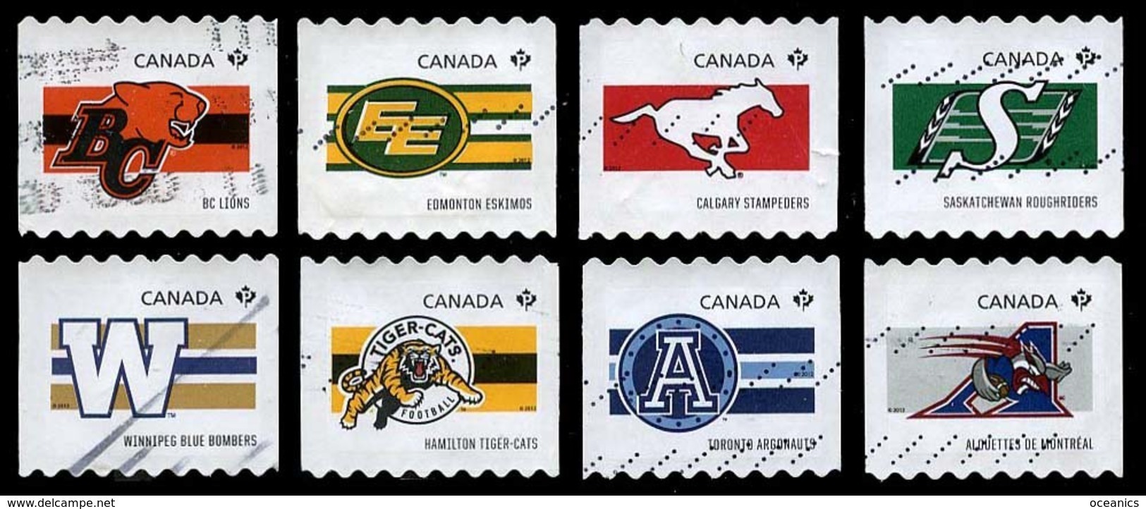 Canada (Scott No.2559-66 - CFL Teams) (o) (P) Serie De 8 Roulette / Coil Set Of 8 - Oblitérés