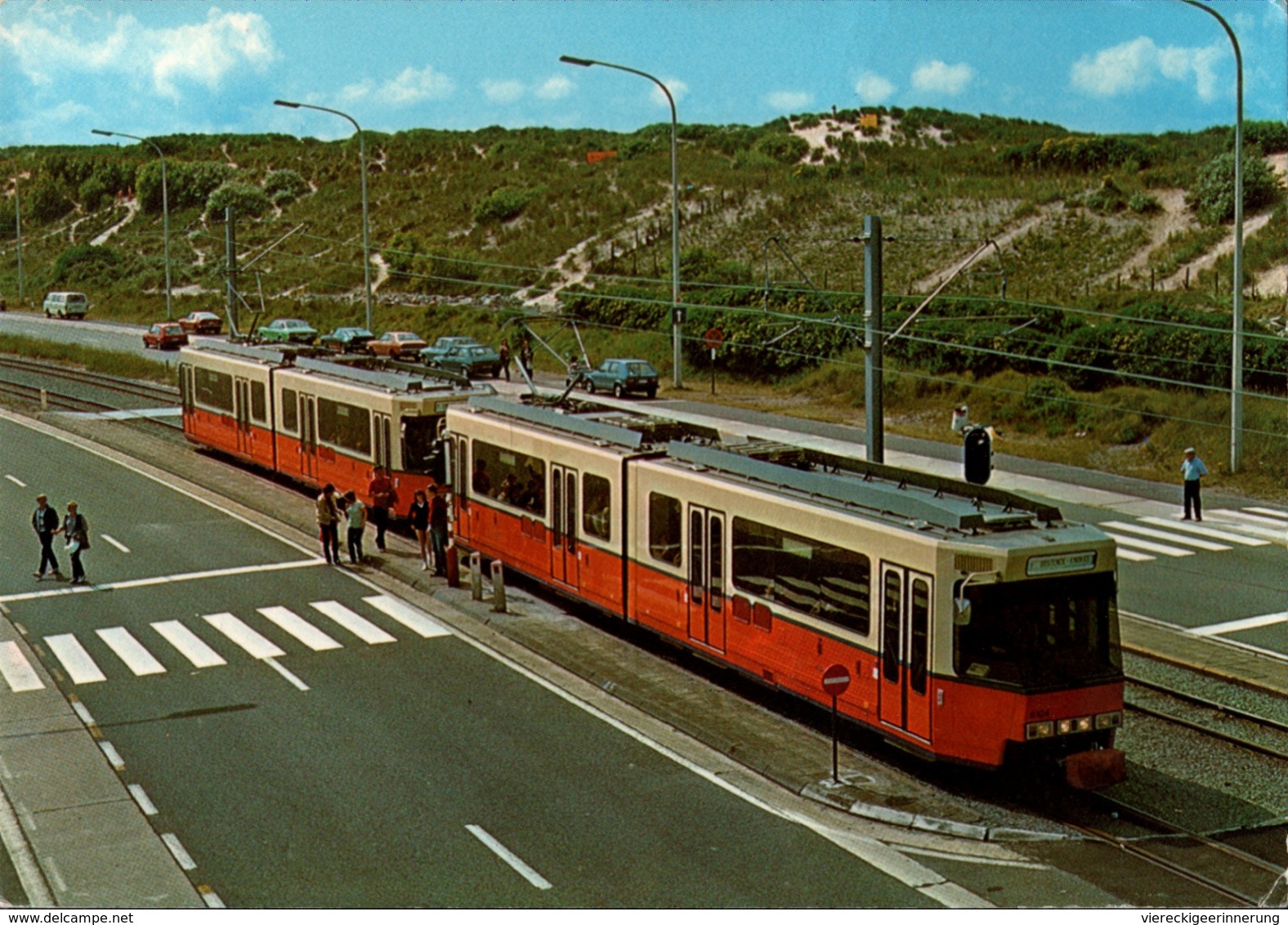 ! Modern Postcard, Belgien, Kusttram, Tramway, Straßenbahn, Koksijde, 1986 - Strassenbahnen