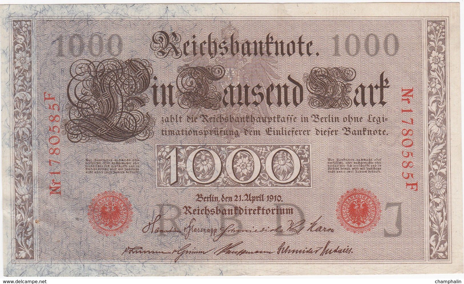 Allemagne - Billet De 1000 Mark - 21 Avril 1910 - Rouge - 1000 Mark