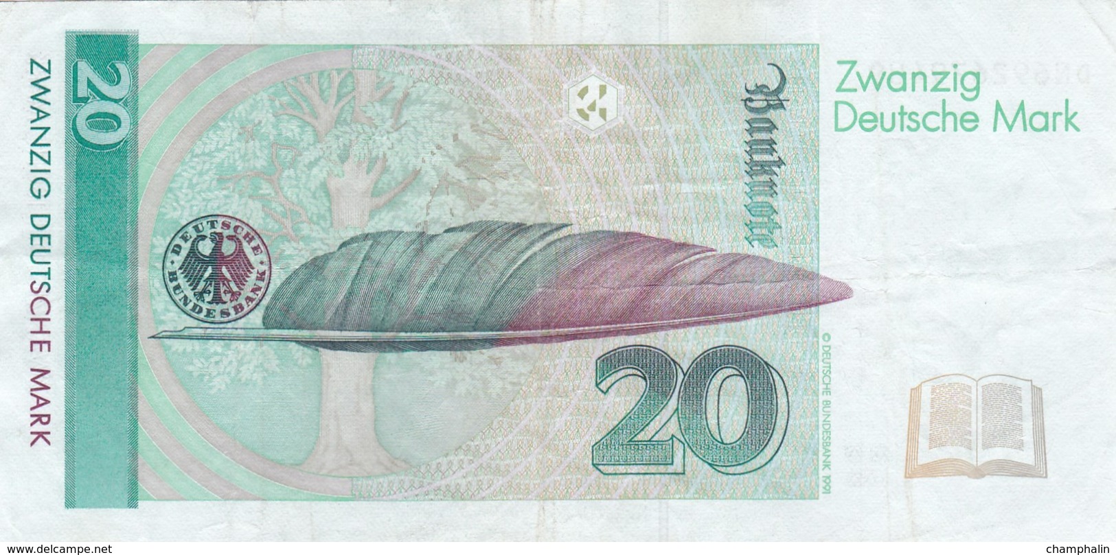 Allemagne - Billet De 20 Mark - Annette Von Droste-Hülshoff - 1er Octobre 1993 - 20 Deutsche Mark