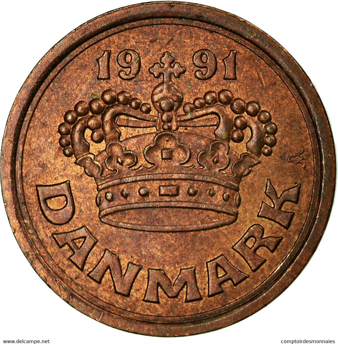 Monnaie, Danemark, Margrethe II, 25 Öre, 1991, TB+, Bronze, KM:868.1 - Dänemark