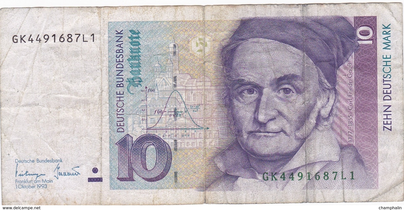 Allemagne - Billet De 10 Mark - Carl-Friedrich Gauss - 1er Octobre 1993 - P38c - 10 DM