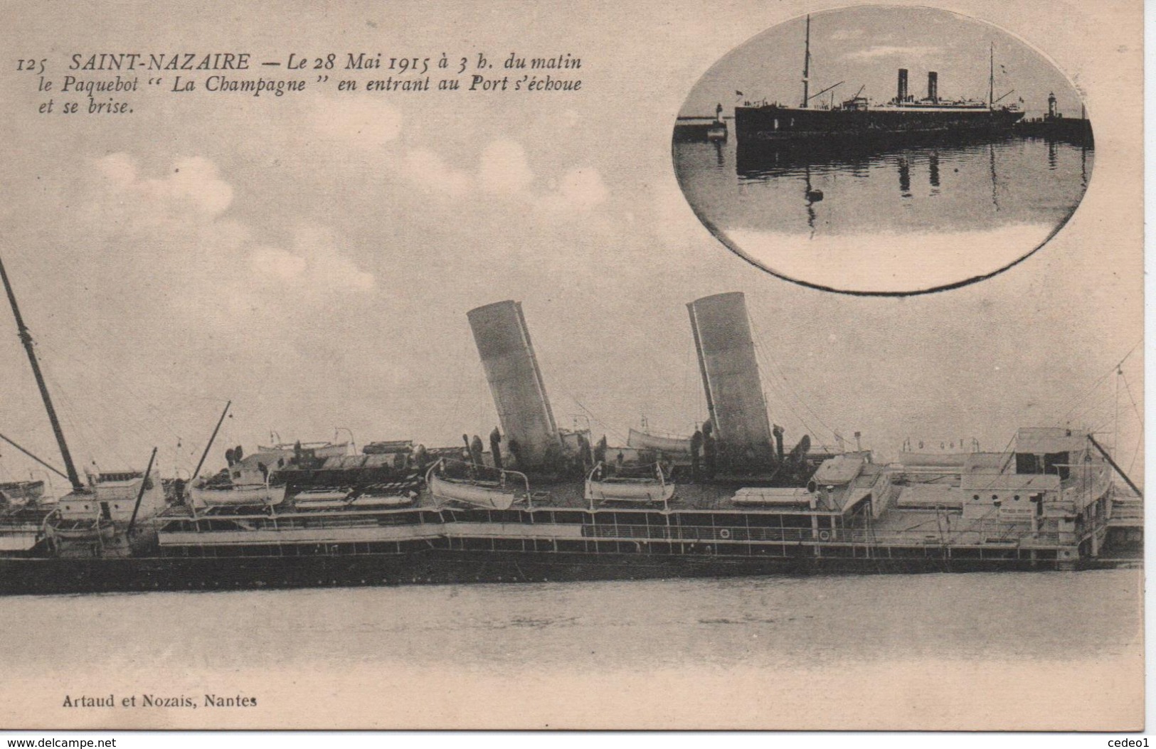 SAINT NAZAIRE  LE CHAMPAGNE  NAUFRAGE  LE 28 MAI 1915 - Saint Nazaire