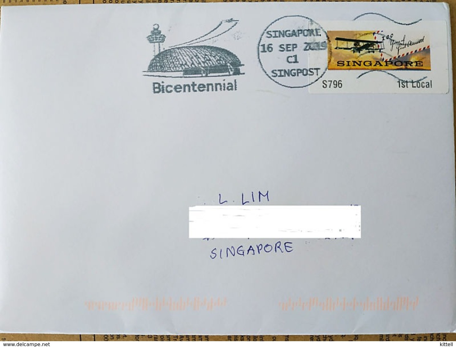 Singapore 2019 Airplane Airport Bicentennial Slogan Postmark - Avions