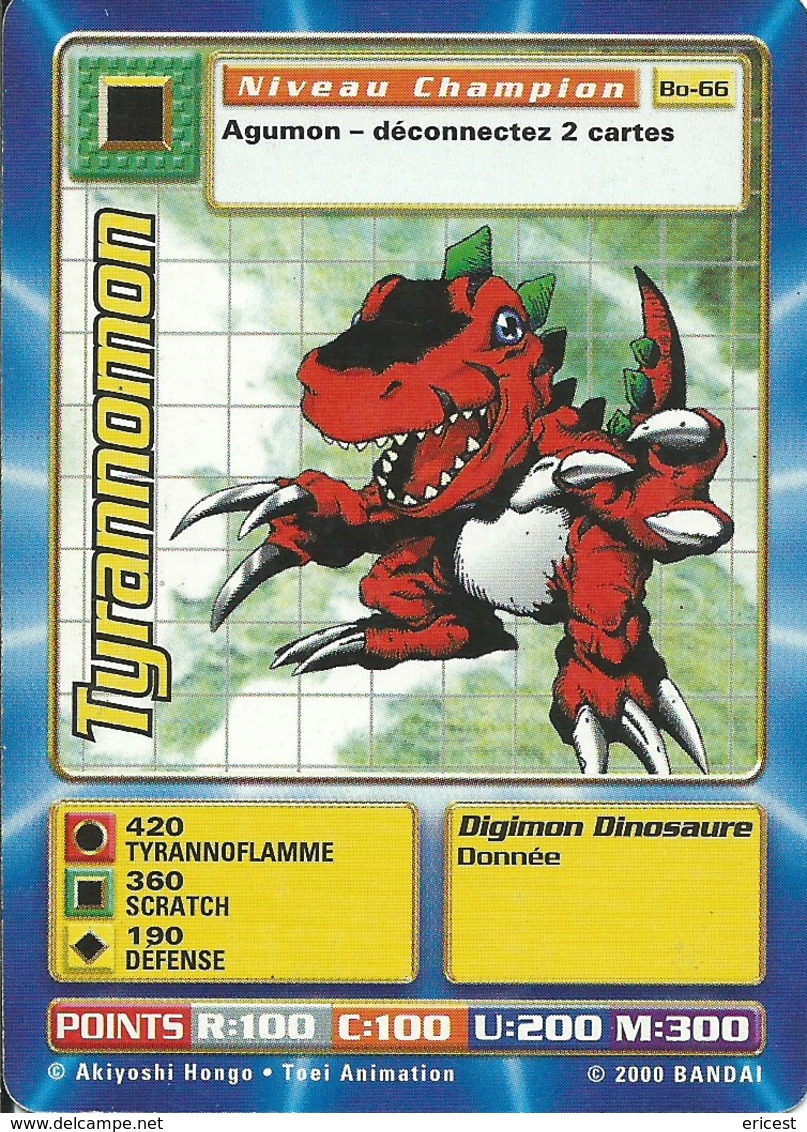 B - CARTE DIGIMON TYRANNOMON BO-66 FR BON ETAT - Autres & Non Classés