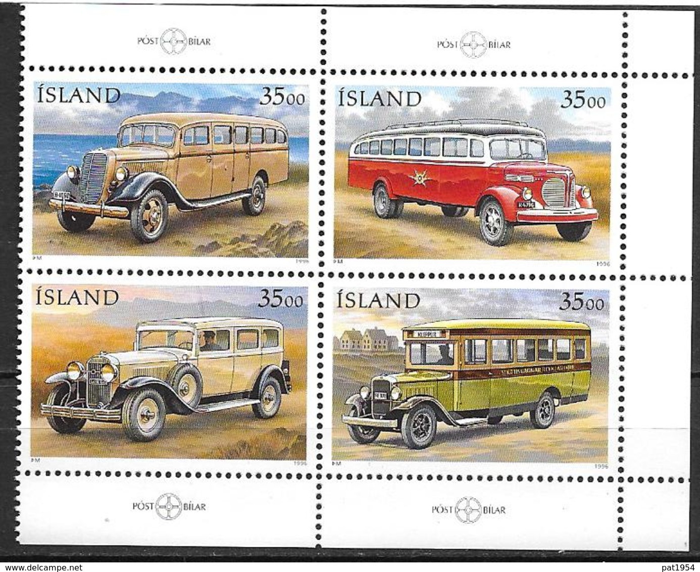 Islande 1996 Bloc De 4 Neuf 803/806 Véhicules Postaux - Nuovi