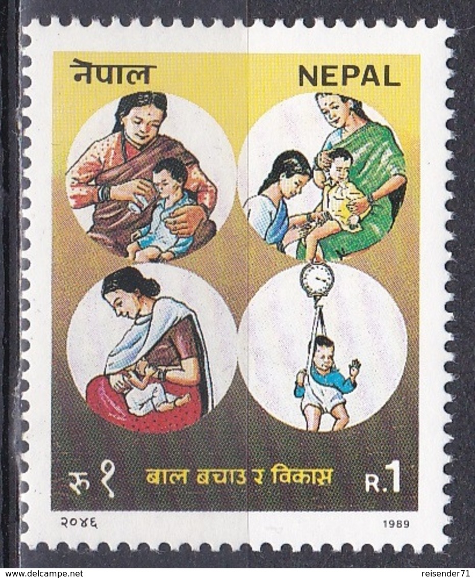 Nepal 1989 Gesellschaft Society Kinder Children Gesundheit Health Medizin Medicine Kinderpflege, Mi. 499 ** - Nepal