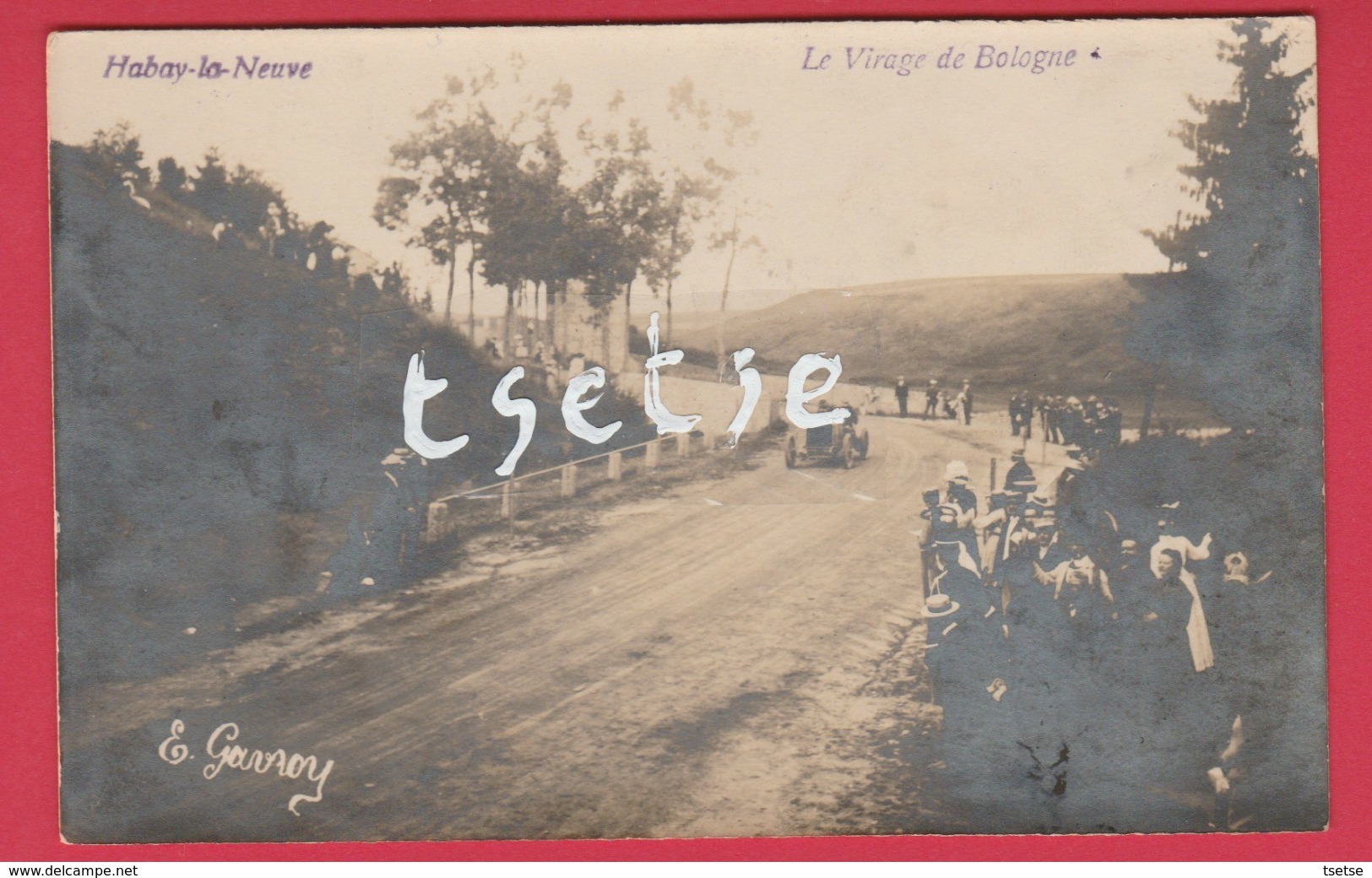 Habay-la-Neuve ... Course Automobile, Le Virage De Bologne ... Carte Photo - 1905 ( Voir Verso ) - Habay