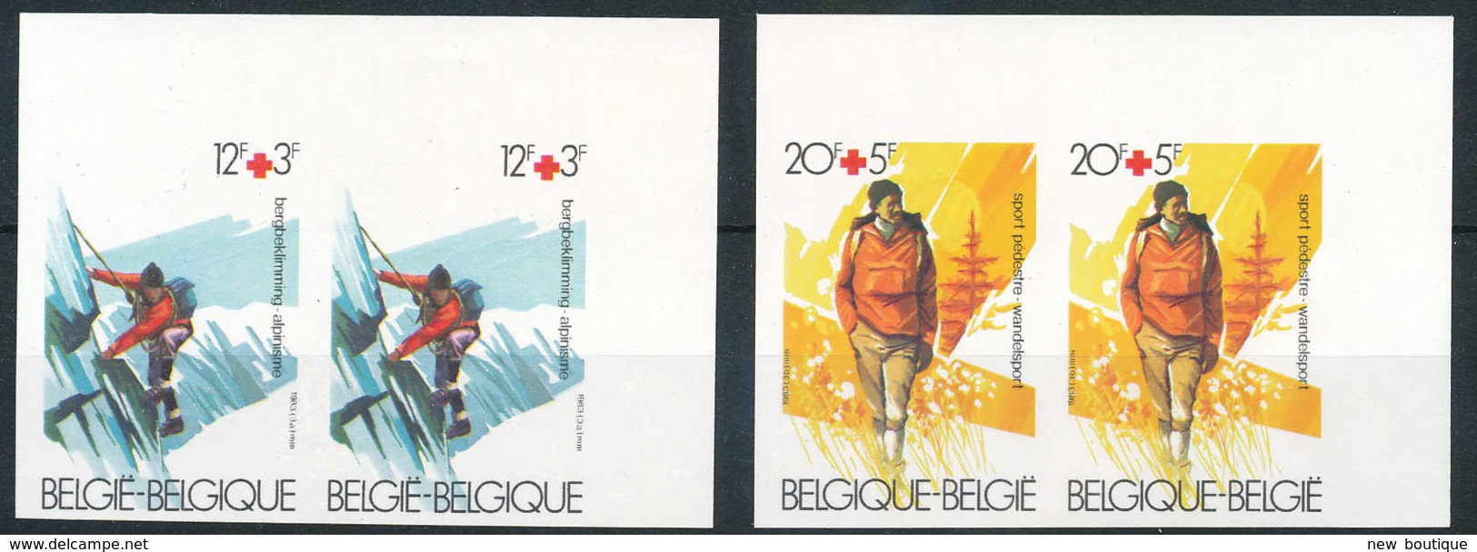 NB - [53656]SUP//ND/Imperf-c:50e-Belgique N° 2082/83, Croix Rouge De Belgique. La Santé Par Le Sport. La Série Complète - Croix-Rouge