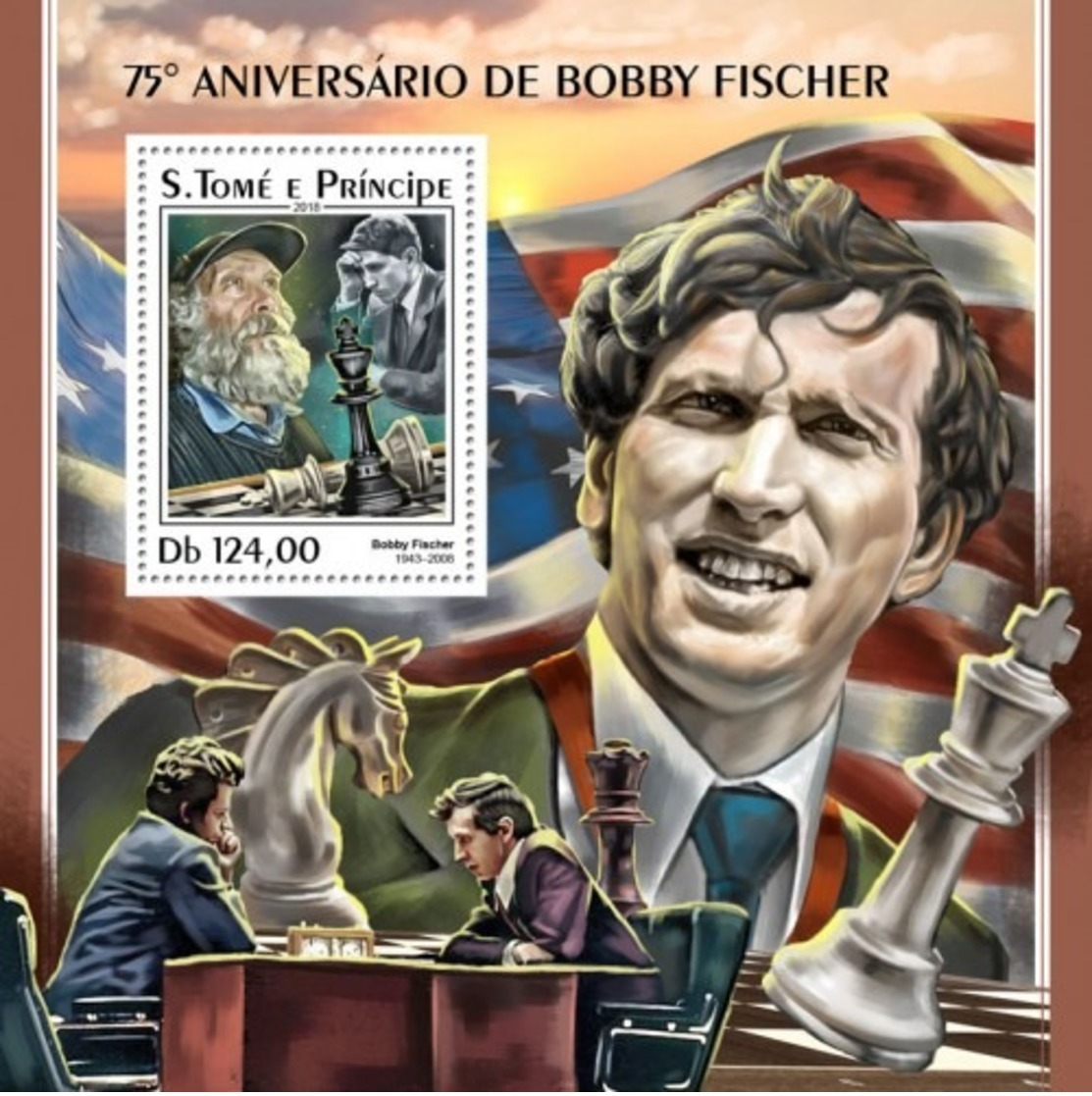 SAO TOME - 2018 - Chess, Bobby Fischer - Perf Souv Sheet - M N H - Sao Tomé Y Príncipe