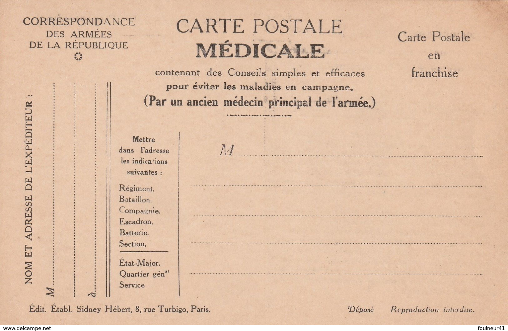 Carte Postale Médicale, No 4, Pour éviter Le Tétanos, La Gangrène, L'Ophtalmie, 2 Scans - Guerre 1914-18
