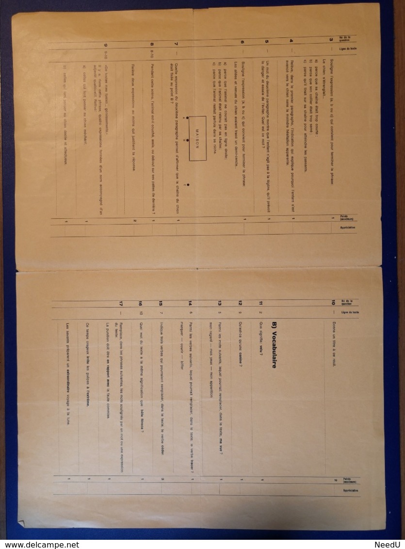 Marcel Pagnol : Le Temps Des Secrets--Examen D'admission En Classe Supérieure--9 Mars 1967 - Diploma & School Reports