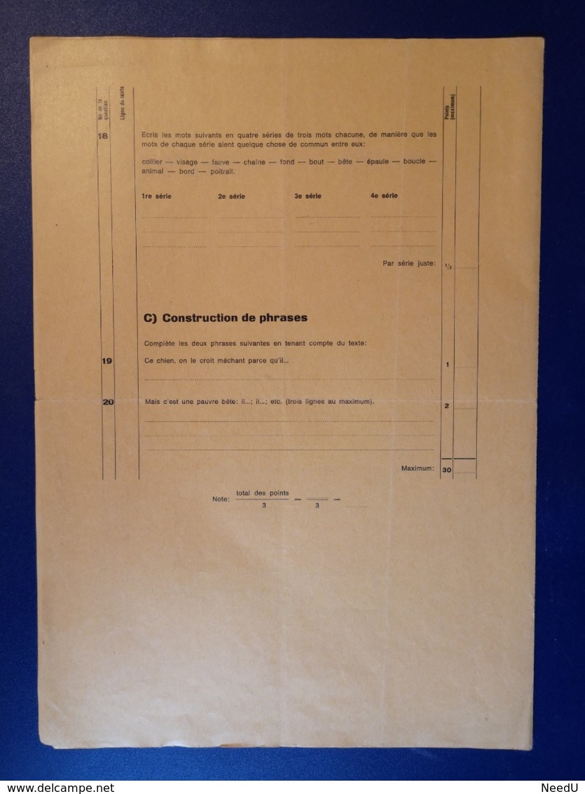 Marcel Pagnol : Le Temps Des Secrets--Examen D'admission En Classe Supérieure--9 Mars 1967 - Diploma & School Reports