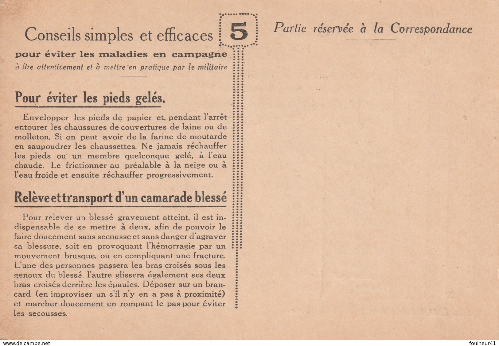 Carte Postale Médicale, No 5, Pour éviter Les Pieds Gelés, Relève D'un Camarade Blessé, 2 Scans - Guerre 1914-18