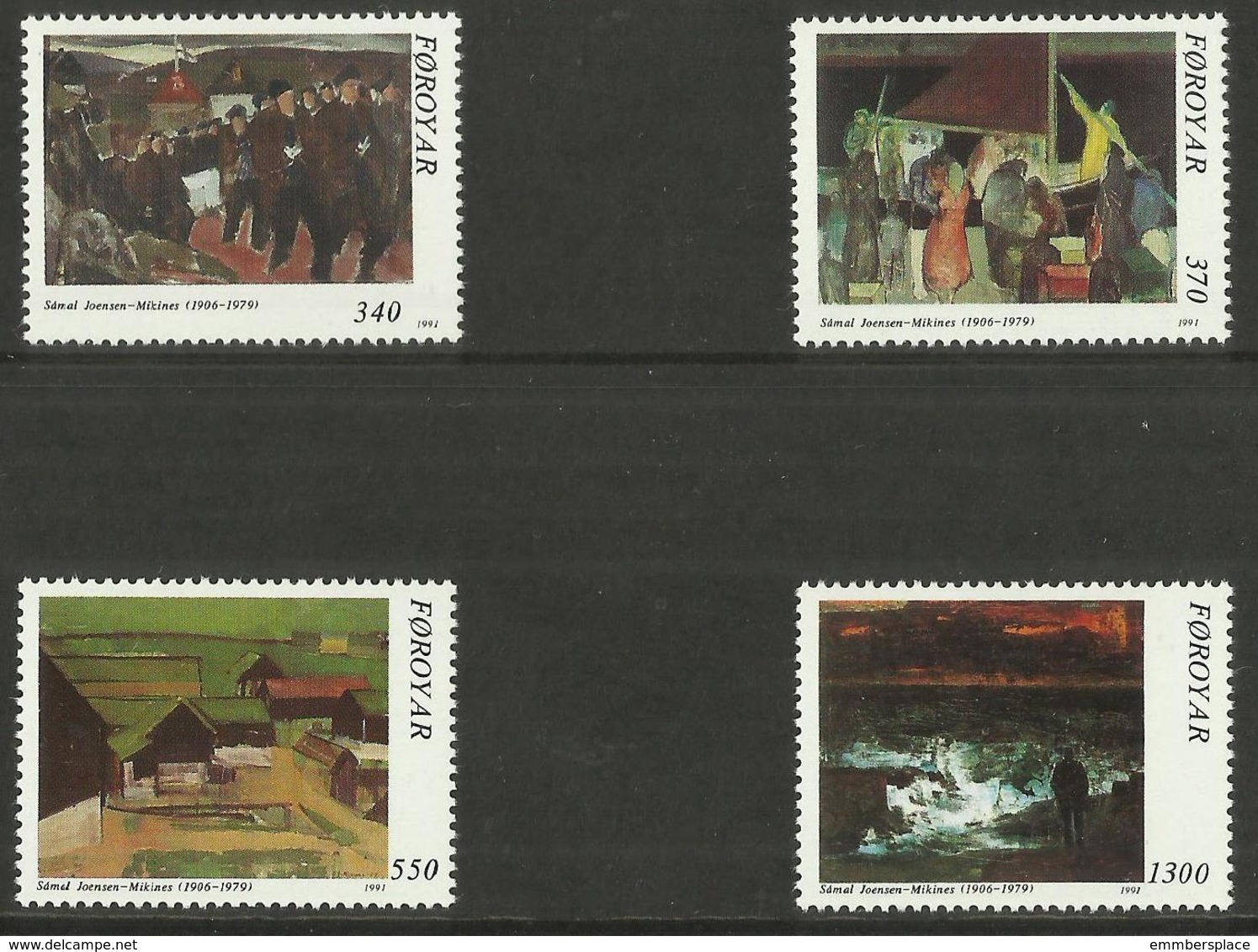 Faroe Islands - 1991 Paintings  MNH **   SG 216-9  Sc 228-31 - Faroe Islands