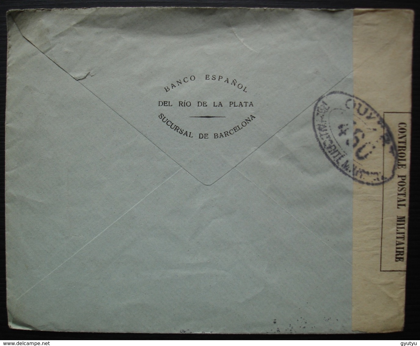 1916 Banco Espanol De La Plata  Timbre Perforé, Lettre Ouverte Par L'autorité Militaire (censure) - Lettres & Documents