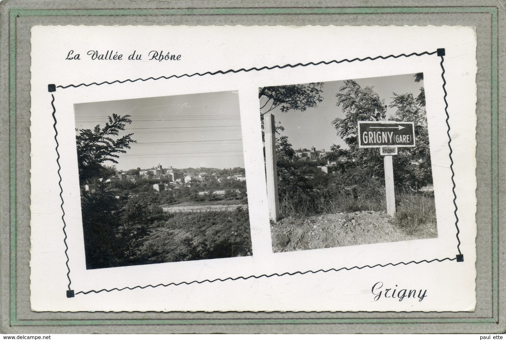 CPSM Dentellée - GRIGNY (69) - Carte Multivues Du Bourg Et De La Direction De La Gare En 1963 - Grigny