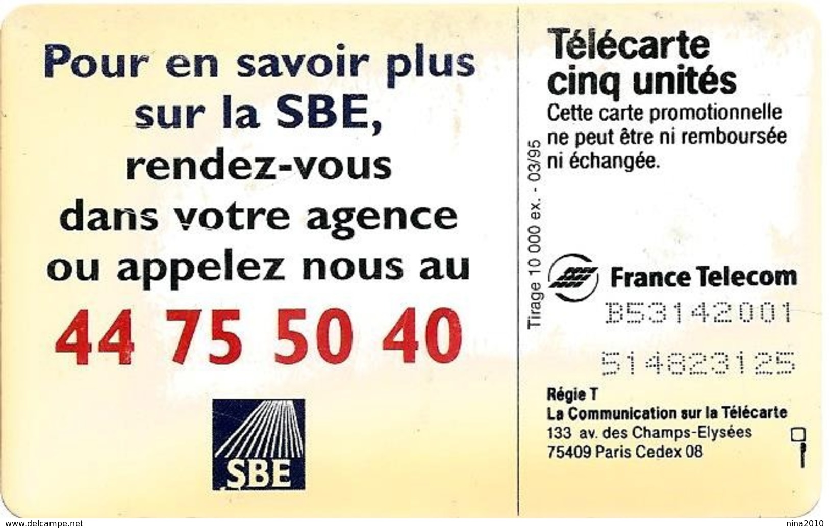 Télécarte Promotionnelles 5 U - Gn141 - SBE - GEM - 5 Unités