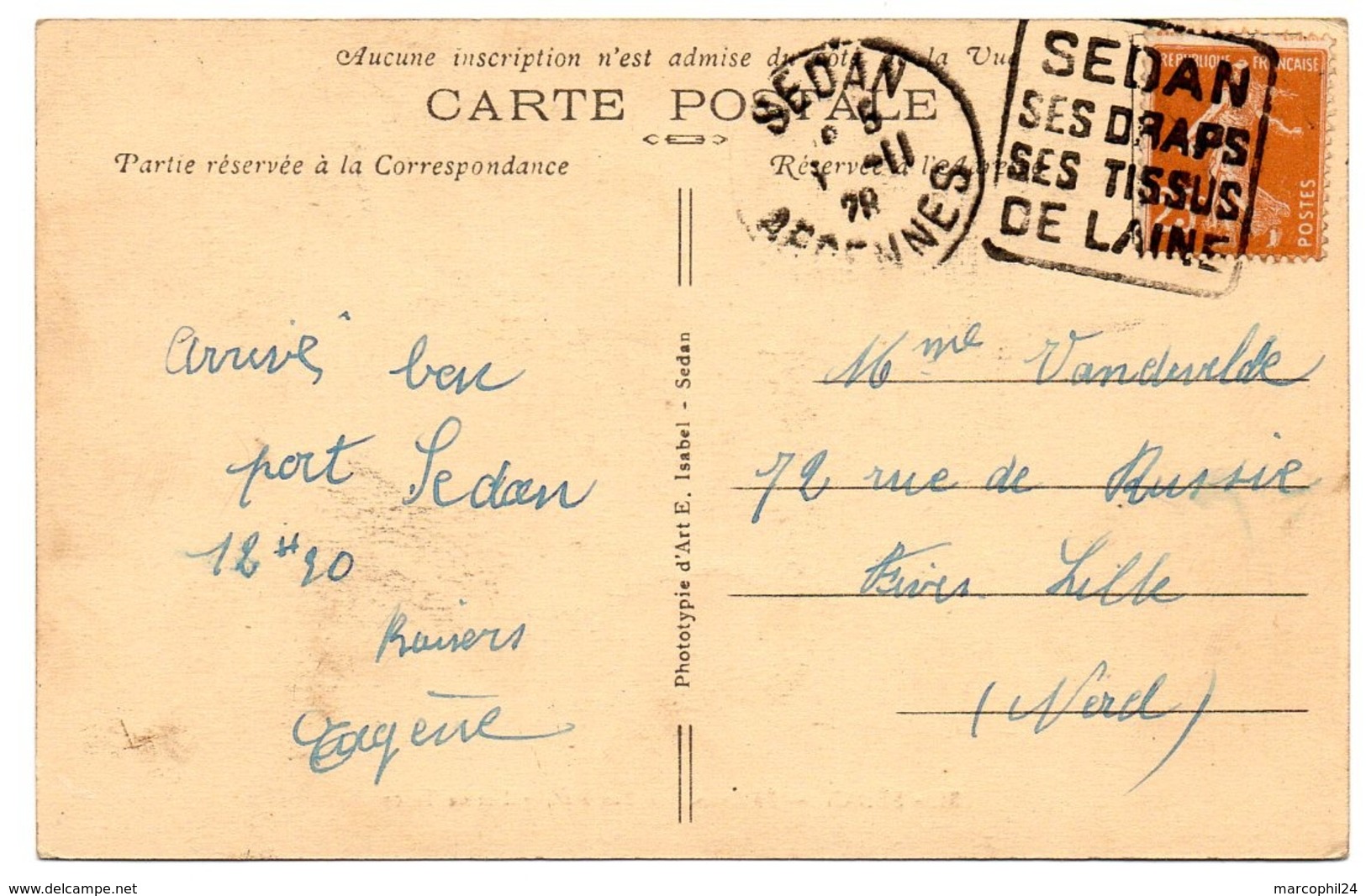 ARDENNES - Dépt N° 08 = SEDAN 1928 = FLAMME  DAGUIN 'DRAPS / TISSUS / LAINE' (grandes Lettres) - Mechanical Postmarks (Other)