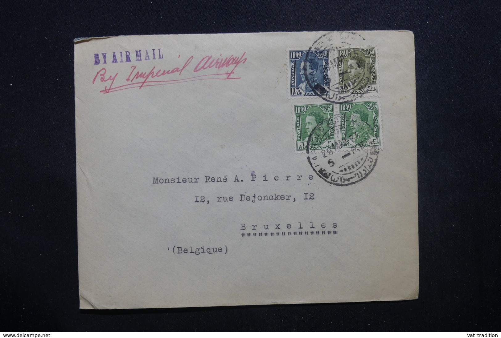 IRAQ - Enveloppe Commerciale De Baghdad Pour La Belgique En 1936 Par Avion, Affranchissement Plaisant - L 42923 - Iraq