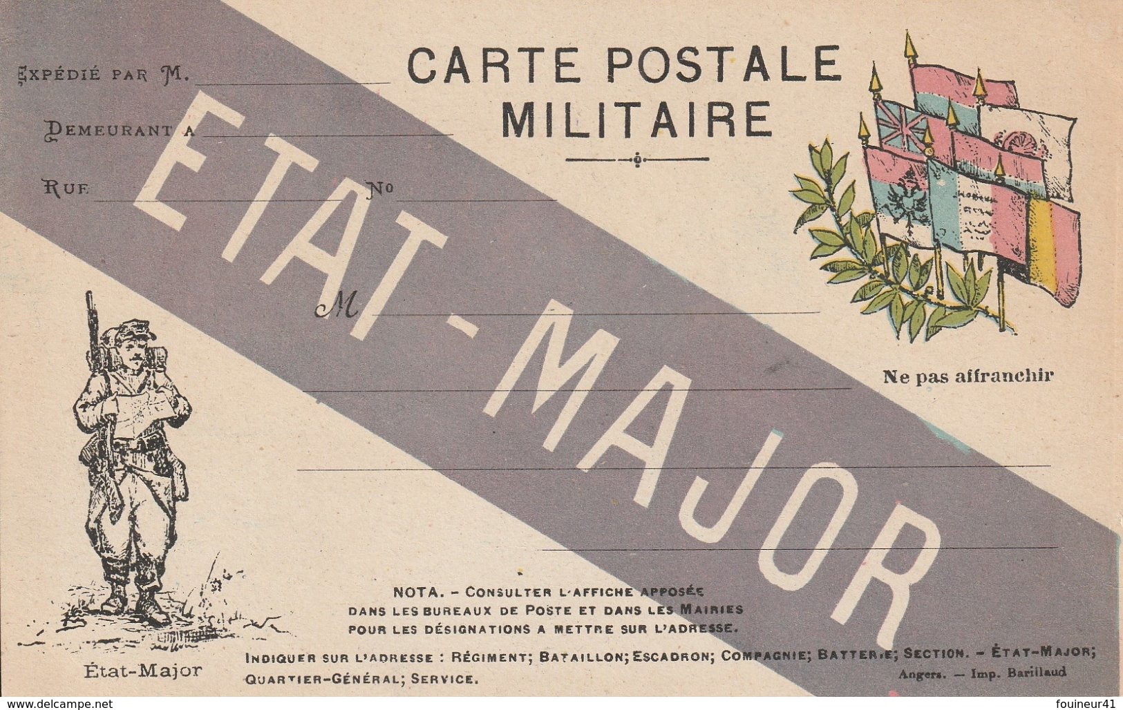 Carte Postale Militaire, Etat-Major - War 1914-18