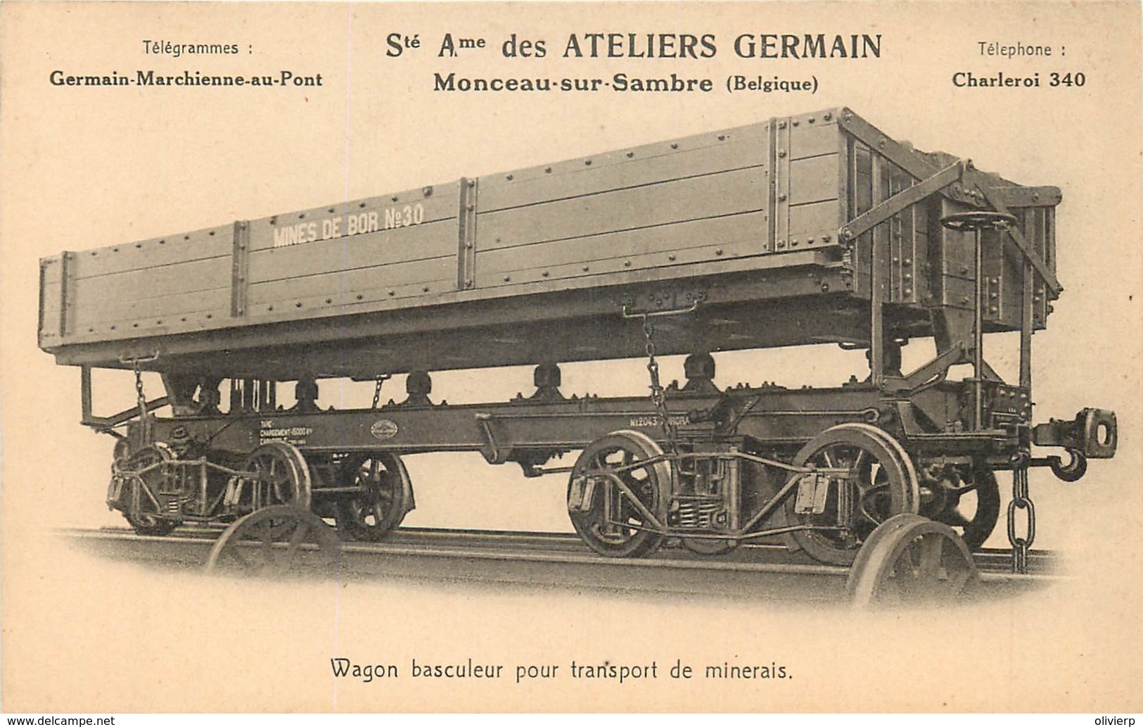 Charleroi - Monceau-sur-Sambre - Sté Ame Des Ateliers Germain - Wagon Basculeur Pour Transport De Minerais - Charleroi