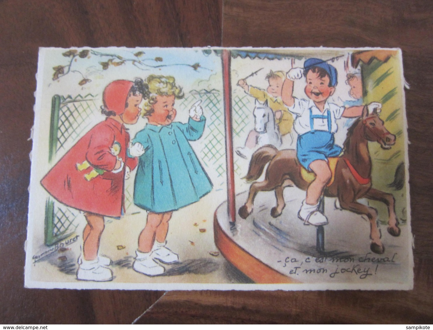 Carte Postale Illustrateur Germaine Bouret Ca C'est Mon Cheval Et Mon Jockey! - Bouret, Germaine