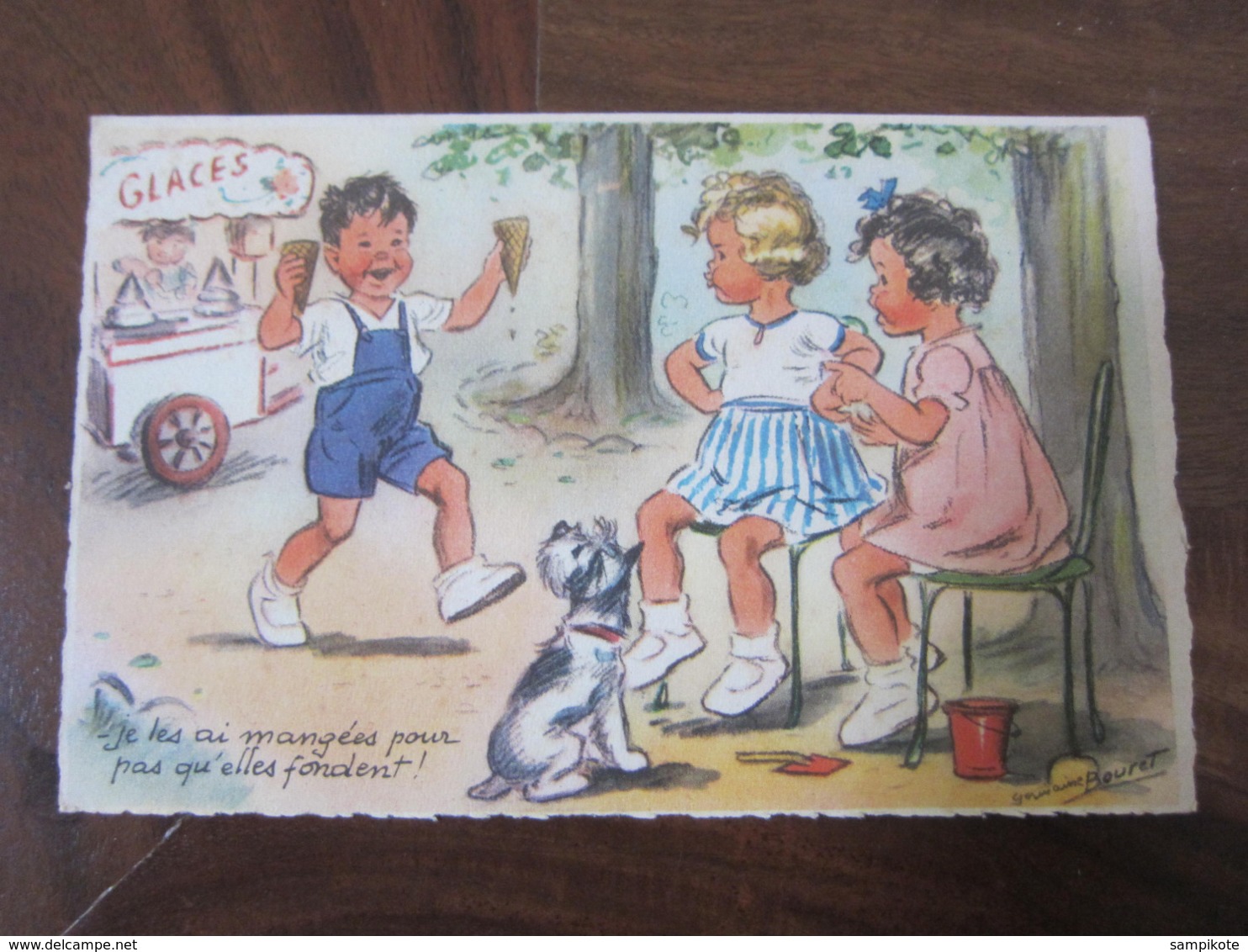 Carte Postale Illustrateur Germaine Bouret Je Les Ais Mangées Pour Pas Qu'elles Fondent! - Bouret, Germaine