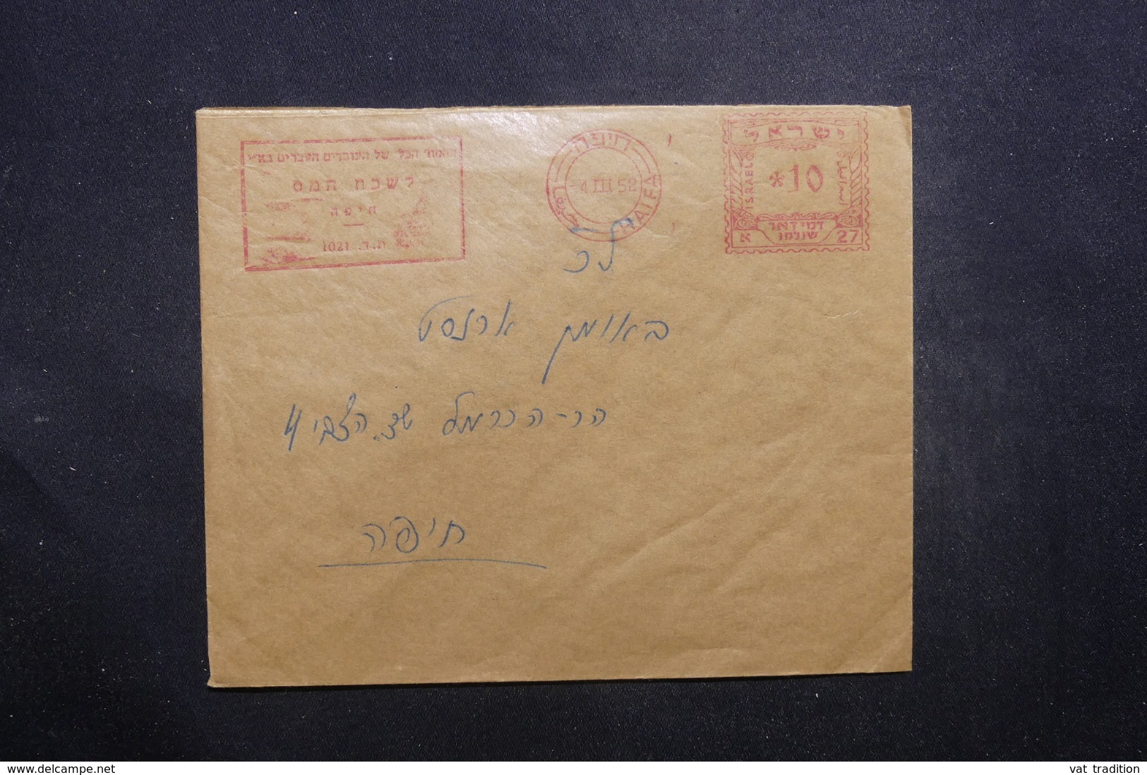 ISRAËL - Affranchissement Mécanique De Haïfa Sur Enveloppe En 1952 - L 42940 - Briefe U. Dokumente