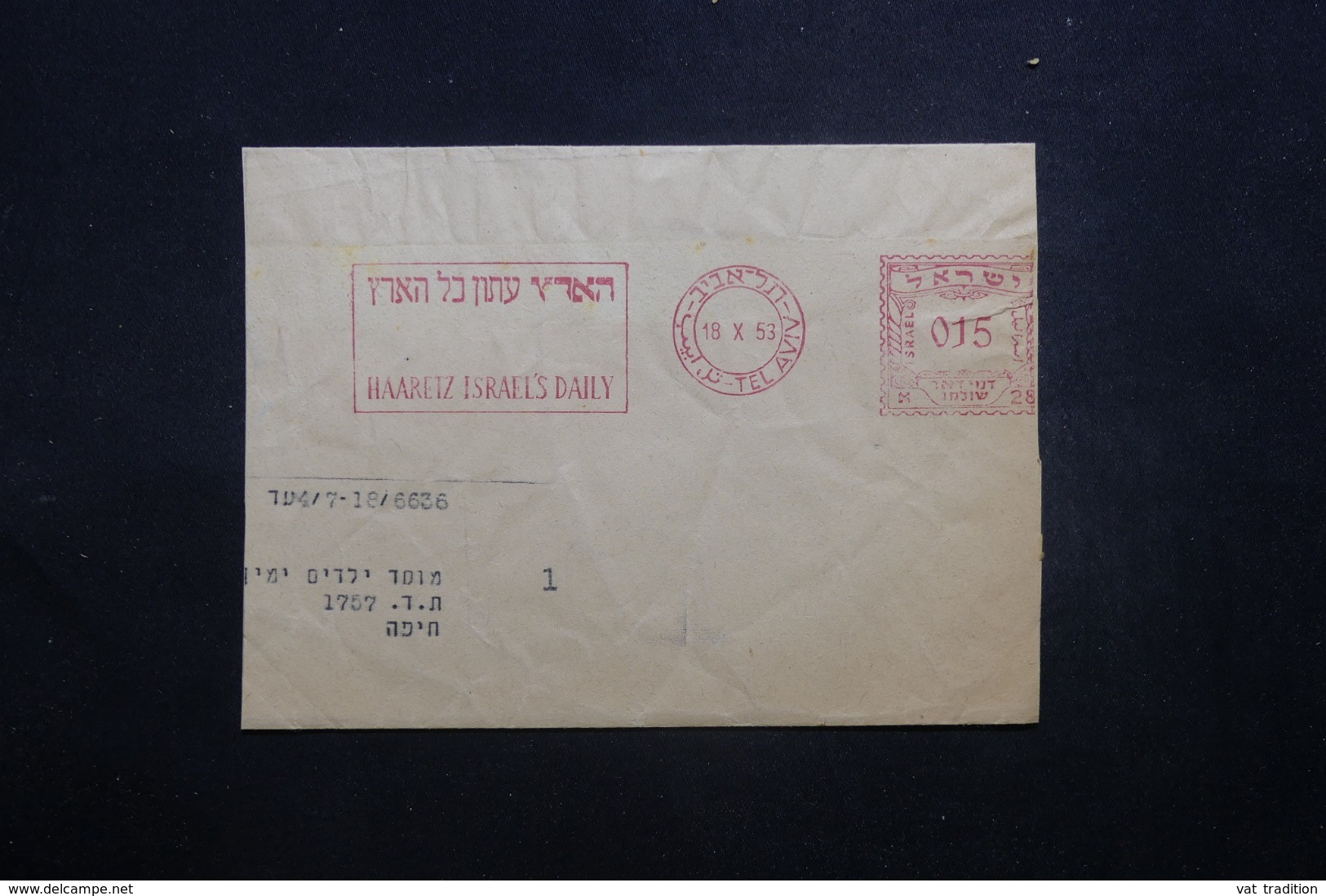 ISRAËL - Affranchissement Mécanique De Tel Aviv Sur Enveloppe ( Devant ) En 1953 - L 42943 - Briefe U. Dokumente