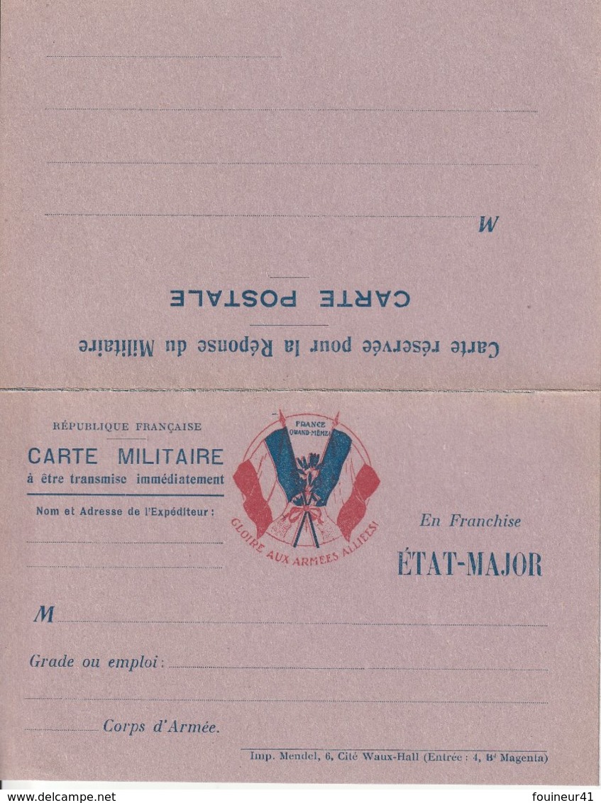 Carte Militaire - Gloire Aux Armées Alliées - Infanterie (avec Carte Réponse, Voir Scan) - War 1914-18