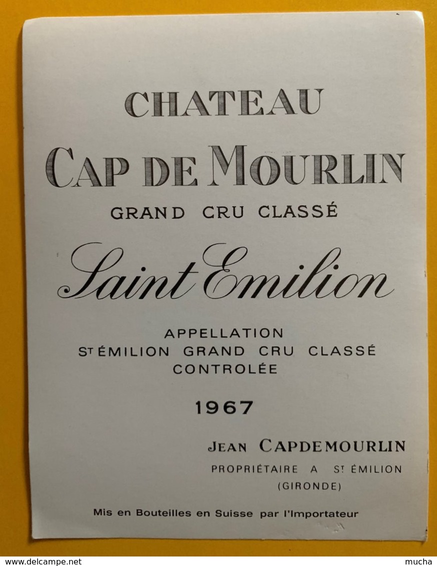 11752 - Château Cap De Mourlin 1967 Saint Emilion - Bordeaux