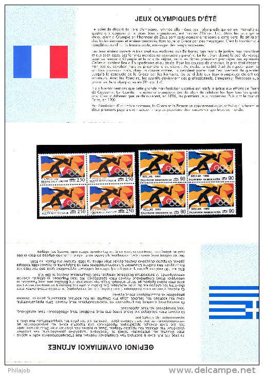 " FRANCE - GRECE : J.O. D'ETE " Pochette D'Emission Commune  SOUS BLISTER De 1992  4 X N° YT 2745 + 4 X N° YT 178 PPEC - Emissions Communes