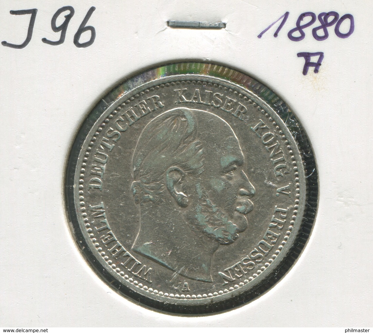 Preußen Wilhelm, Kleiner Reichsadler, 2 Mark Von 1880 A, Silber 900, Ss - Autres & Non Classés