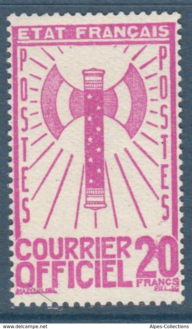 097- Timbre De Service - YT N°15 - 20f. Lilas-rose - 1943 - Mint/Hinged