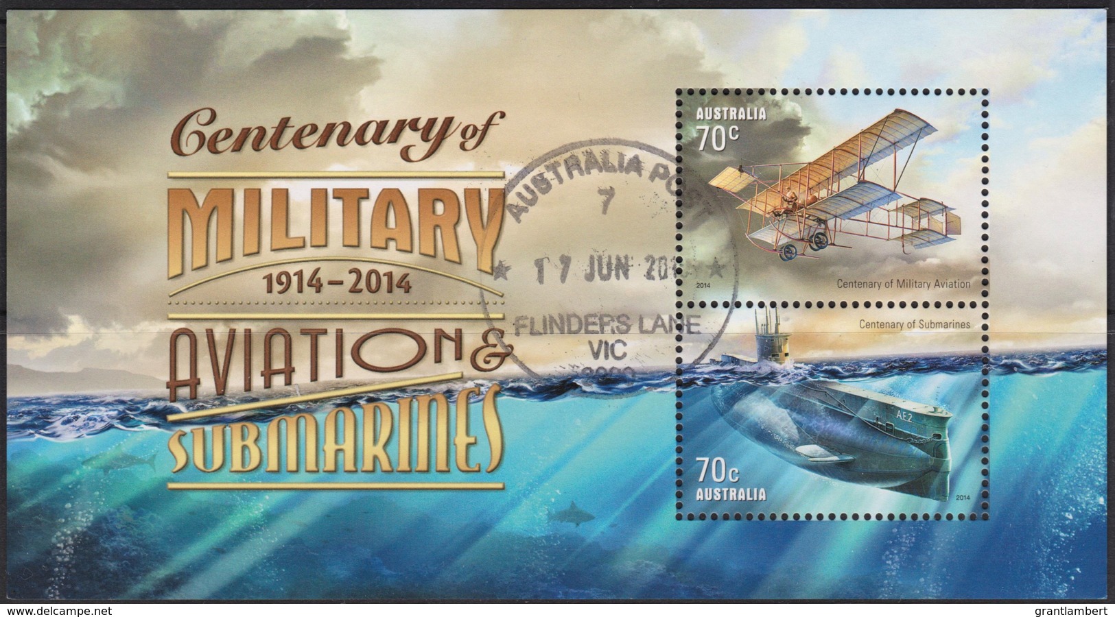 Australia 2014 Centenary Of Military Aviation & Submarines Minisheet CTO - - Usati