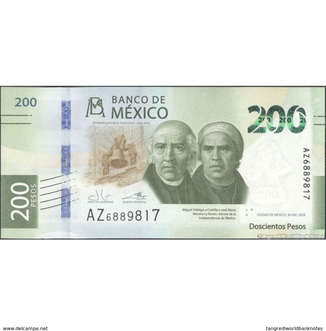 TWN - MEXICO NEW - 200 Pesos 30.1.2019 - 25th Ann. Of Autonomy Of Banco De México - Prefix AZ UNC - Mexico