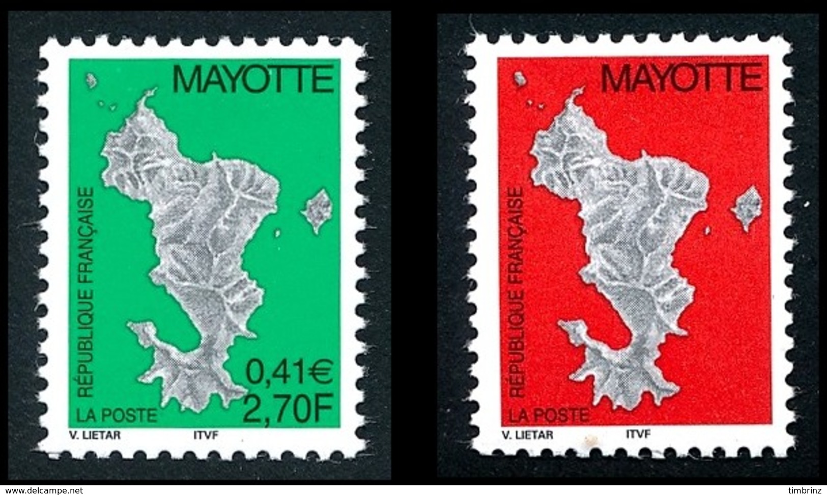 MAYOTTE 2001 - Yv. 96 Et 97 **   Faciale= 1,26 EUR - Carte De L'île (2 Val.)  ..Réf.AFA23328 - Ungebraucht