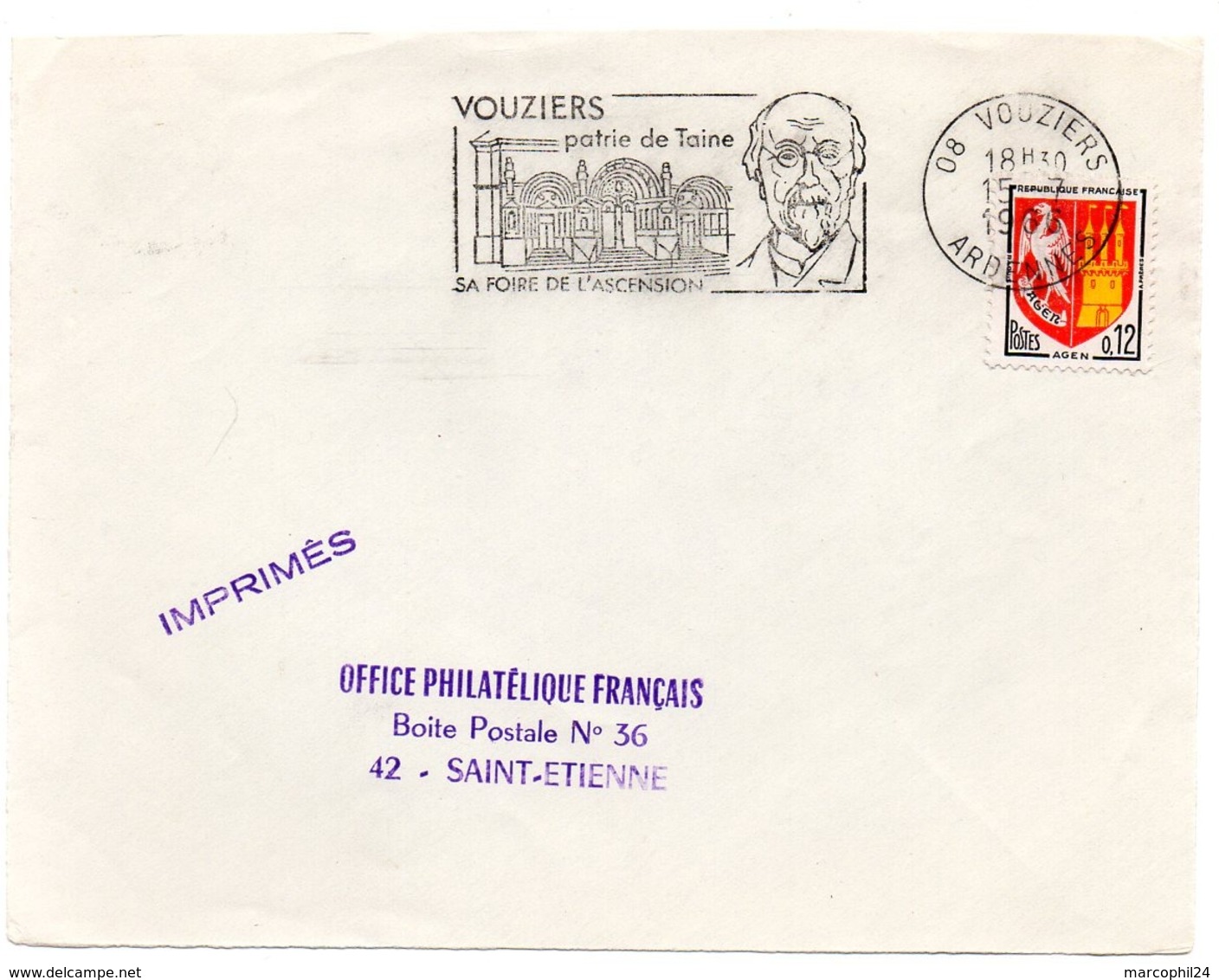 ARDENNES - Dépt N° 08 = VOUZIERS 1966 = FLAMME SUPERBE = SECAP Illustrée  ' TAINE + FOIRE ASCENSION ' - Mechanical Postmarks (Advertisement)