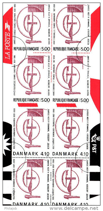 " FRANCE / DANEMARK : JACOBSEN " Emission Commune SOUS BLISTER De 1988 . 4 X N°YT 2551 + Timb. Dan. PPEC - Emissions Communes