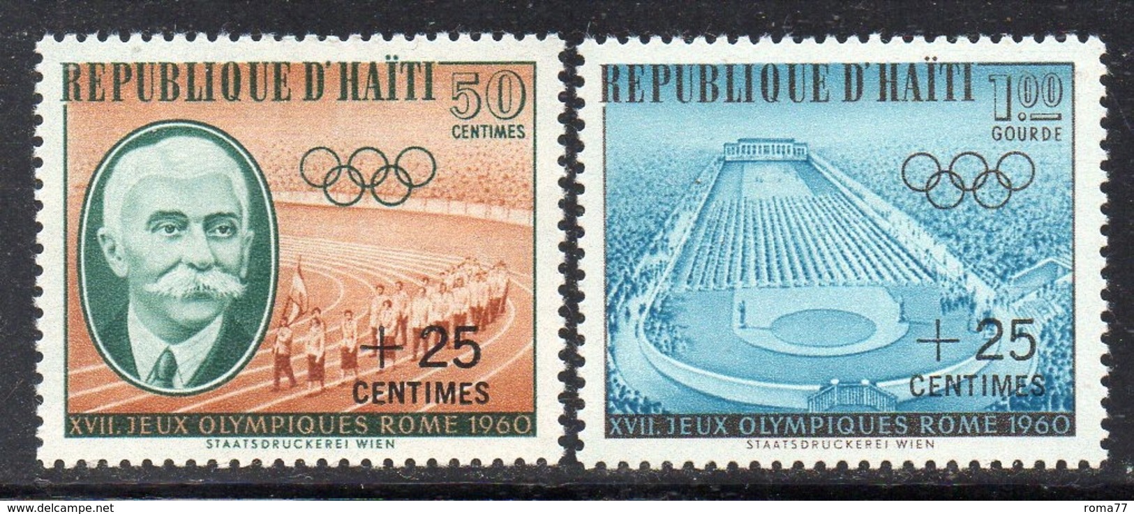 APR2962 - HAITI 1960 , Serie Yvert N. 451/452  **  MNH  (2380A)  Roma - Haiti