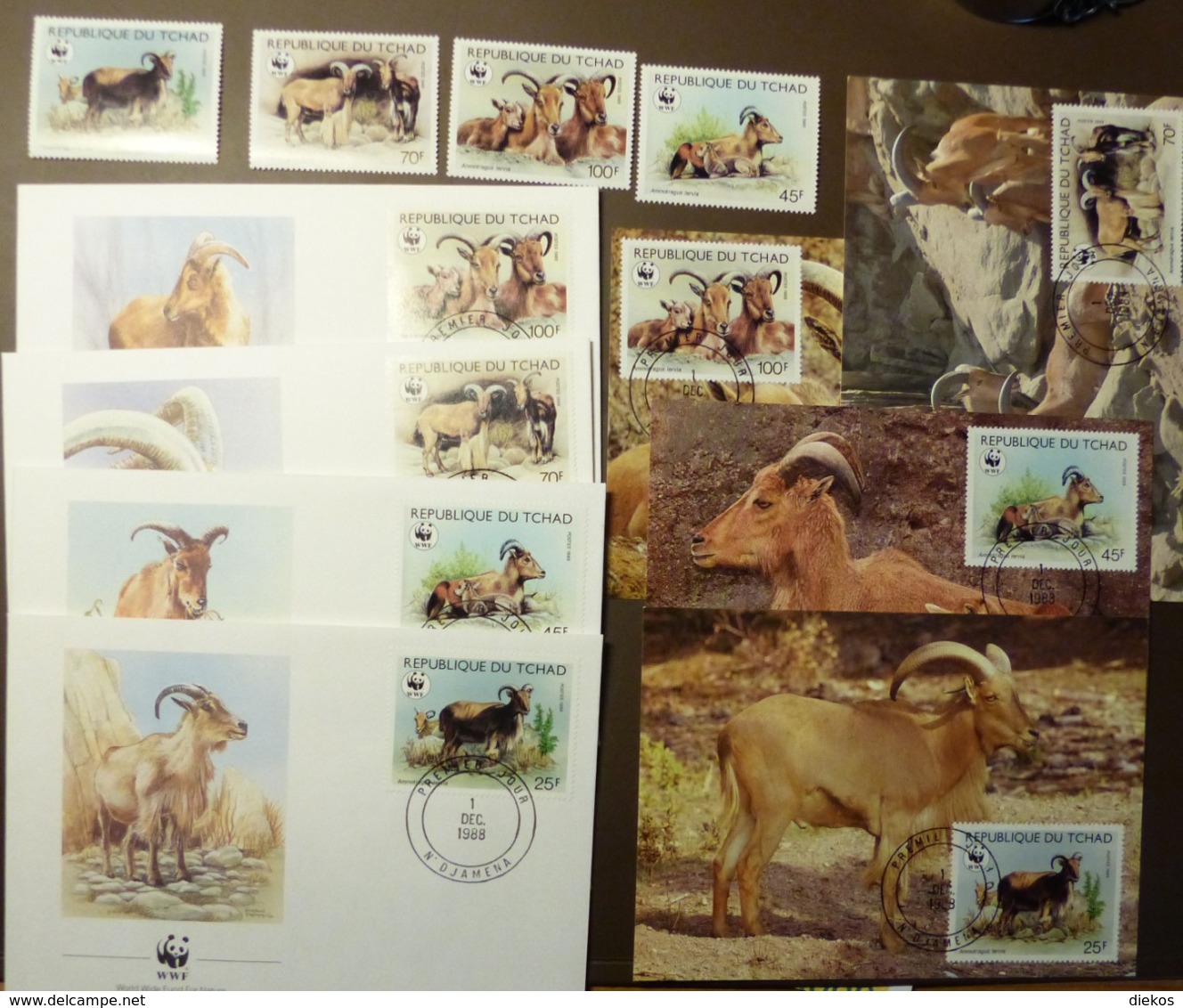 WWF Chad Tchad Tschad Barbary Sheep Goat Mähnenspringer Mouflons 1988 Maxi Card FDC MNH ** #cover 4937 - Collections, Lots & Séries