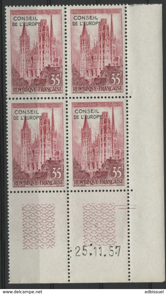N° 16 (Timbre De Service) ** (MNH). Coin Daté Du 25/11/57 / "Cathédrale De Rouen" - 1950-1959