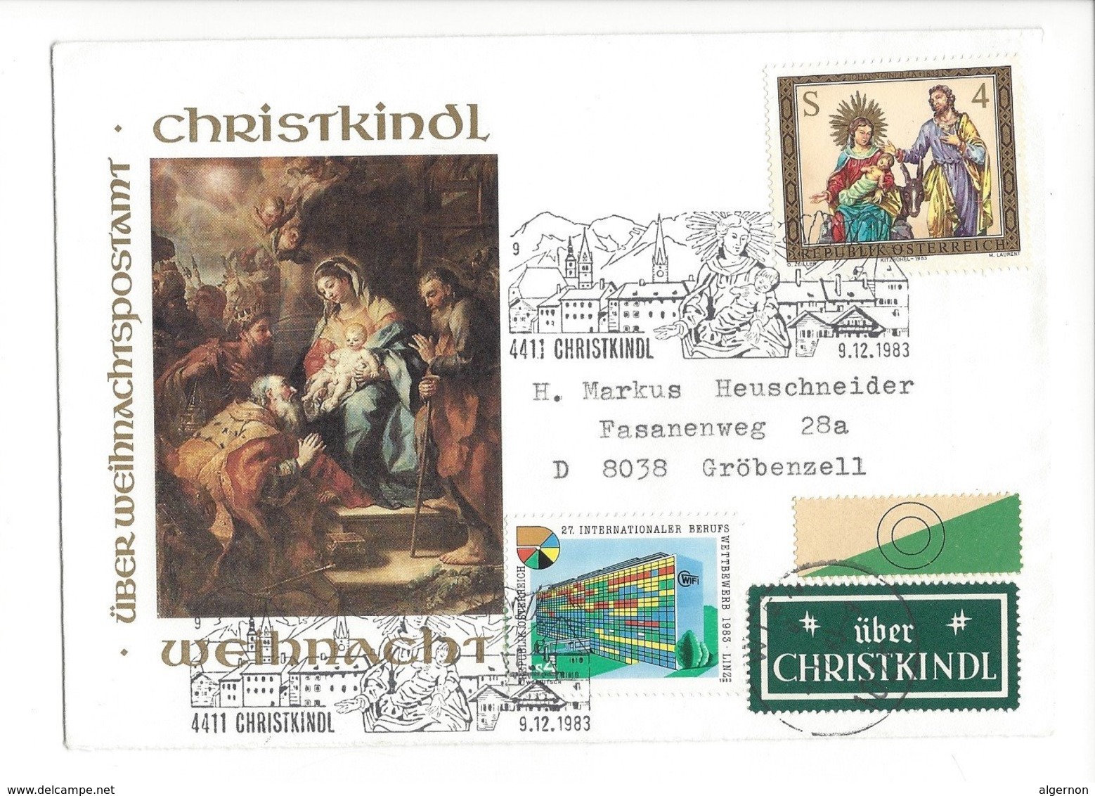 22403 - Christkindl 1983 Cover Pour Gröbenzell 09.12.1983+ Vignette - Noël
