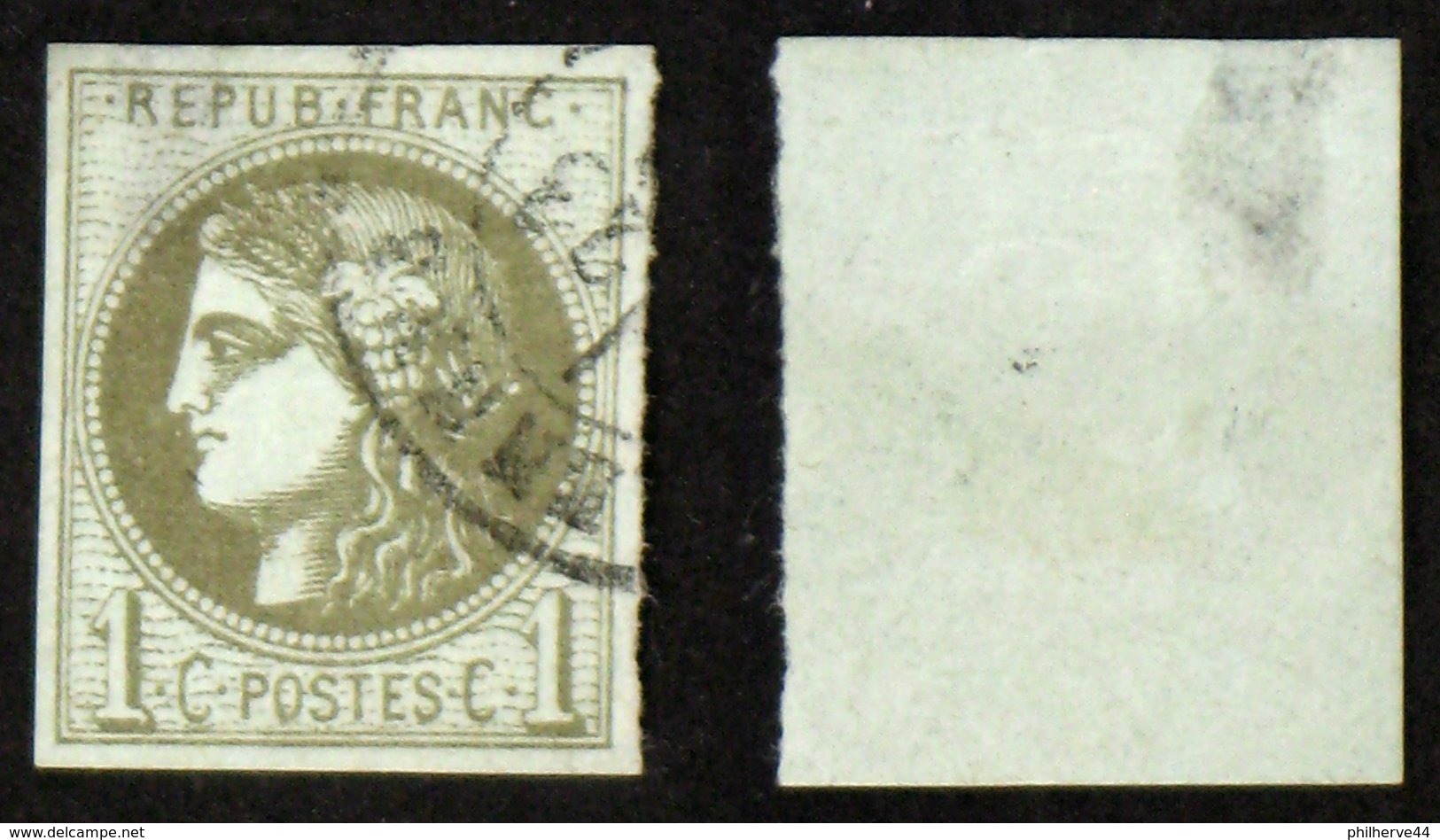 N° 39C 1c CERES BORDEAUX B Aspect TB.oblit Cote 180€ - 1870 Emissione Di Bordeaux